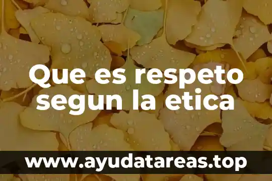 Que es respeto segun la etica
