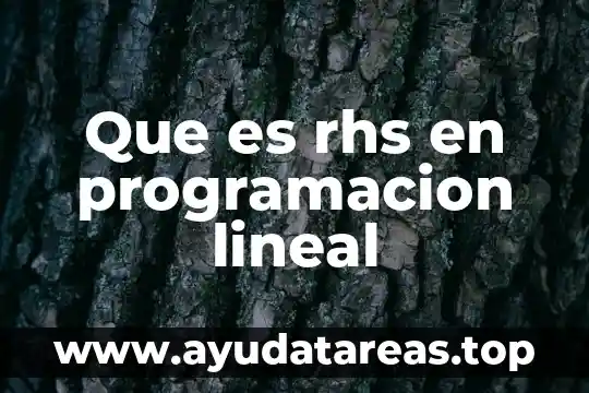 Que es rhs en programacion lineal