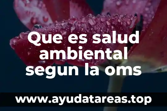 Que es agua segura segun la oms 7 Que es salud ambiental segun la oms