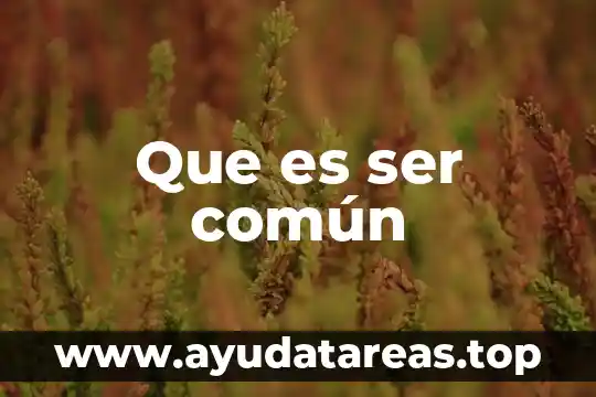 Que es ser común