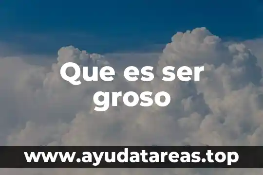 Que es ser groso