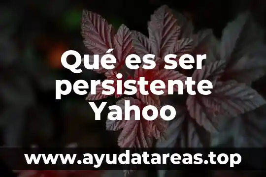 Qué es ser persistente Yahoo