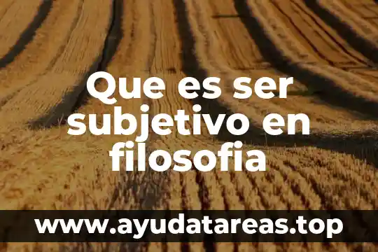 Que es ser subjetivo en filosofia
