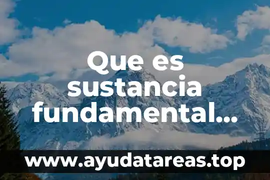 Que es sustancia fundamental libro