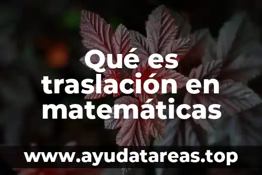 Qué es traslación en matemáticas