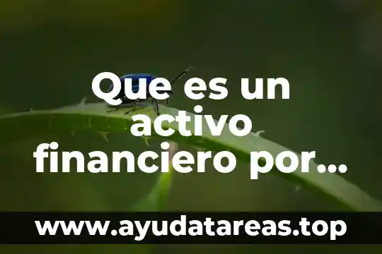Que es el sueño segun autores 3 Que es un activo financiero por autores