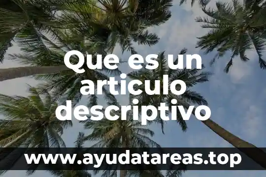 Que es un articulo descriptivo