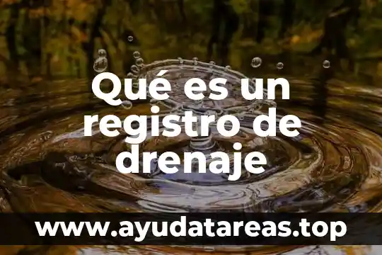 Para que es importante el drenaje en el agua 3 Qué es un registro de drenaje