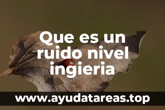 Que es la relacion señal ruido en neurociencia 5 Que es un ruido nivel ingieria