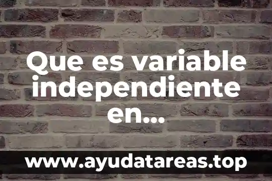 Que es variable independiente en optimizacion de procesos