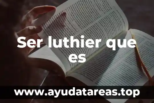 Que es ser rankeado 6 Ser luthier que es