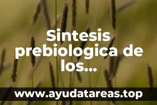 Qué es orgánicos y inorgánicos 5 Sintesis prebiologica de los compuestos organicos que es