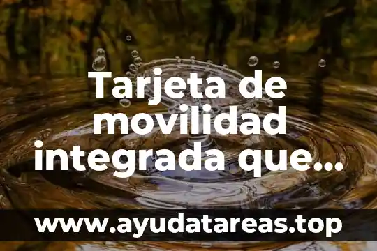 Gestión integrada del agua que es 3 Tarjeta de movilidad integrada que es