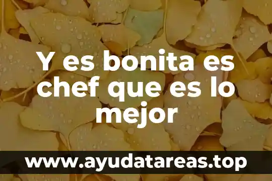 Que es es un chef en artes culinarias 6 Y es bonita es chef que es lo mejor